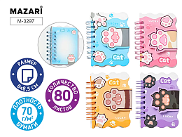 Блокнот на евроспирали ЛАПКИ 6х8.5 см, 80 л M-3297