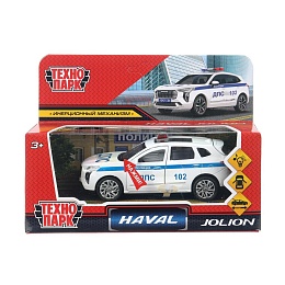 Машина металл свет-звук haval jolion ПОЛИЦИЯ белый 12 см, двери, багаж 402009