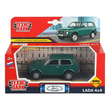 Машина металл LADA 4x4 длина 10 см, инерц, зеленый 402142