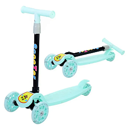 Самокат 3-х кол., бирюзовый, светящиеся колёса, PVC, ABEC 7 U040842Y