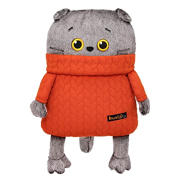 Кот-подушка в свитере с косами Kp34-251