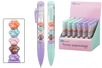 Авторучка "ЛАПКИ"; объёмный прозрачный корпус с подвижными фигурками синий МС-7352