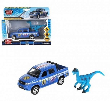 Машина металл UAZ PICKUP СНЕГ 12 см, двери, багаж, инерц, динозавр, 315128