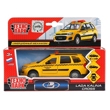 МАШИНА "ТЕХНОПАРК" МЕТАЛЛ. ИНЕРЦ. lada kalina cross ТАКСИ 12СМ, ОТКРЫВ. ДВЕРИ 231156