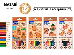 Карандаши цветные деревянные КАПИБАРА, 12 цв. M-7096-12