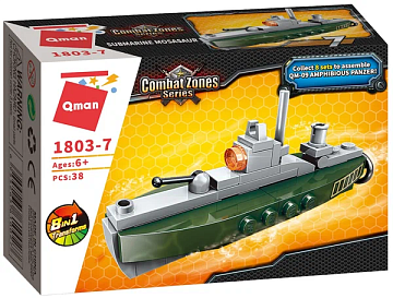 КОНСТРУКТОР ПЛАСТ. Combat Zones Submarine Mosasaur 38дет  1803-7