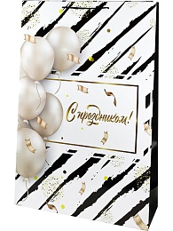 Пакет подарочный с глянцевой ламинацией 50x72x16 см (Jumbo) Белые шары, 180 г ПКП-9142 