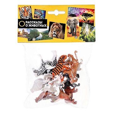 Игрушки пластизоль набор животных 6 диких и 6 домашних в пак. 383616