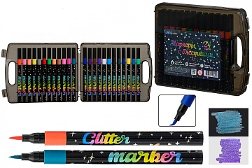 Набор маркеров с блёстками на водной основе, толщ. 1-5 mm, для любых поверхностей 24 цвета МС-7742-2