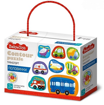 Пазлы контурные Половинки "Транспорт" Baby Toys 04122