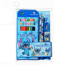 Набор канцелярский УШАСТИК :  цв. карандаши (12цв.), чернограф. (2шт.), точилка, ластик M-1597