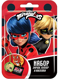 ЛЕДИ БАГ Набор значок, пуллер и наклейки в флоупаке 6/10 УТ72981