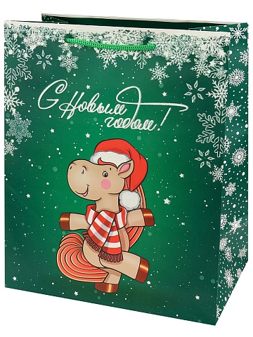 Пакет подар. мат.лам.глит. 26,4х32,7х13,6 см (L) Милая лошадка, 190г  ППК-2428 