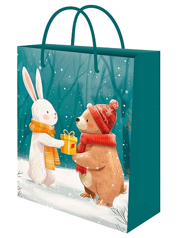 Пакет подарочный с глянц.лам. 18х23х8 см Заяц и медведь ППК-2315