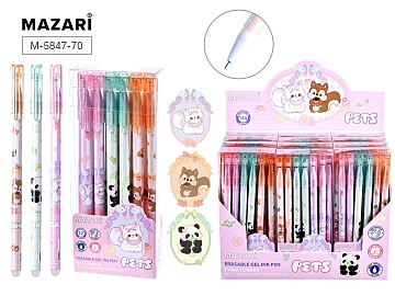 Ручка гелевая со стираемыми чернилами PETS, СИНЯЯ M-5847-70