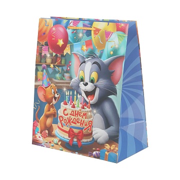 Пакет подарочный глянцевый Кот и мышь 26х32 400257