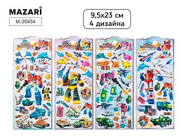 Наклейки декоративные РОБОТЫ, 9.5*23 см, 4 дизайна M-20434