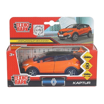 Машина металл RENAULT kaptur, 12 см, дв., баг., инер., оранжево-черный 401957