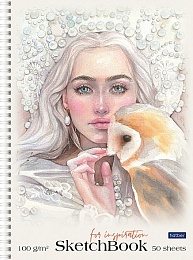 Скетчбук 50л А4ф без линовки 100г/кв.м -Принцесса в белом 075969