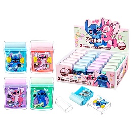 Точилка пластиковая УШАСТИК, 2 отверстия для заточки, ластик M-3038