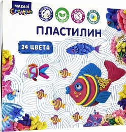 Пластилин классический 24 цв., 480 г, со стеком M-2145-24
