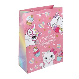 Пакет подарочный глянцевый Котенок выглядывает 34х45 400305