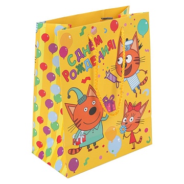 Пакет подарочный МАТОВЫЙ Три Кота 18х23 см 400393