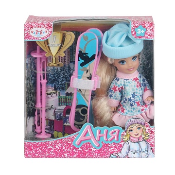 Кукла "Карапуз" Аня с зимними спортивными снарядами, 12см 404935