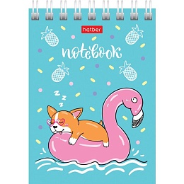 Блокнот 40л А7ф клетка Обл. мел.картон на гребне серия  -Забавные корги- 066621