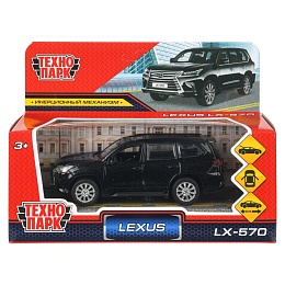 Машина металл LEXUS LX-570 длина 12 см, двери, багаж, инерц, черный 403539