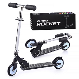Самокат Rocket 2-х колесный, черный, складной, нагрузка до 50кг R0089.BK