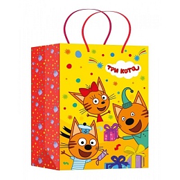 Пакет подарочный глянцевый ТРИ КОТА с подарками 23х32 см 396254