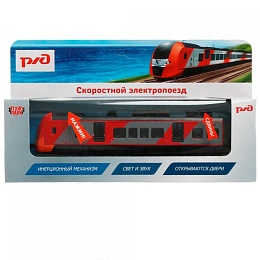 Модель металл свет-звук ЭЛЕКТРОПОЕЗД РЖД длина 17 см, двери, инерц 338052