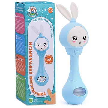 Погремушка-прорезыватель "Зайка" (голубой) Y0012-1