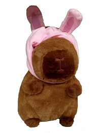 Мягкая игрушка Капибара с шапкой кролик мал