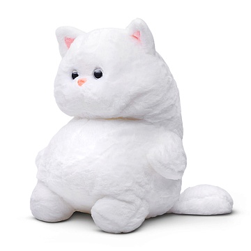 Мягкая игрушка "Кот" белый, светится в темноте 30 см. М1514