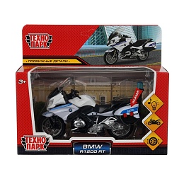 Модель металл свет-звук МОТОЦИКЛ BMW R1200 RT 13 см, подвиж дет, белый 396366