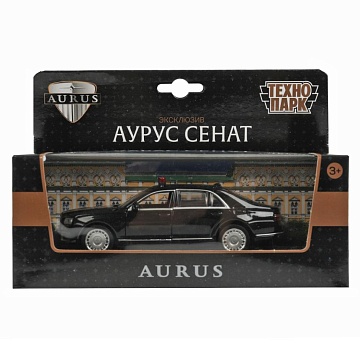 Машина металл свет-звук АУРУС СЕНАТ 13,5 см см, двери, инерц, черный 384384