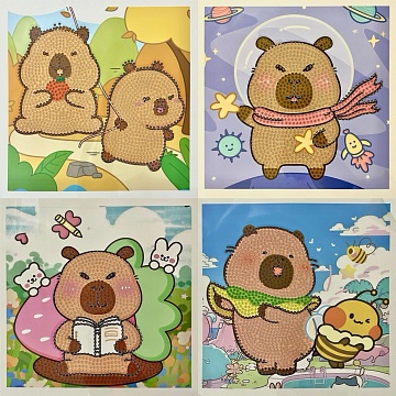 Алмазная мозаика "Веселая капибара" 20*20см 00-7590