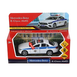 Машина металл свет-звук MERCEDES-BENZ e-class amg 12см,ПОЛИЦИЯ белый, 396479