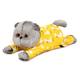 Кот-подушка Басик в комбинезоне с принтом 